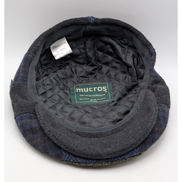 Mucros Weavers Irish Tweed Patch Cap Sz Large 100% Wool Tweed Trinity Style Hat - Picture 6 of 8